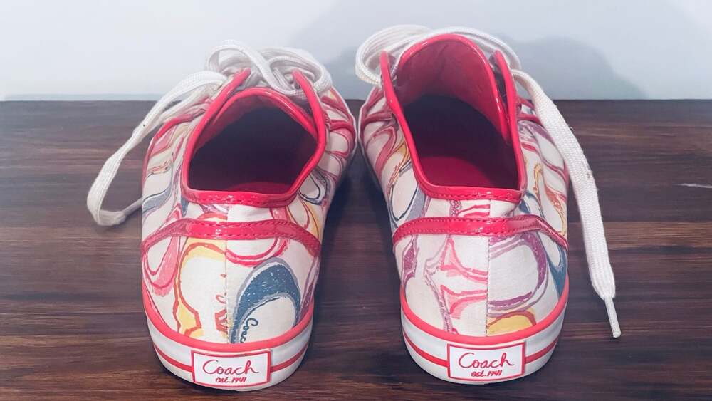 Coach Signature Print Canvas Sneakers Pink Multicolor Women Size 7.5 - Picture 3 of 11